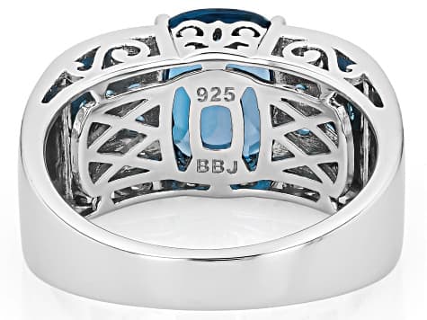 London Blue Topaz Rhodium Over Sterling Silver Ring 3.64ctw