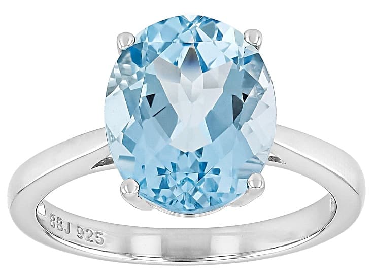 Sky Blue Topaz Rhodium Over Sterling Silver Solitaire Ring 5.24ct