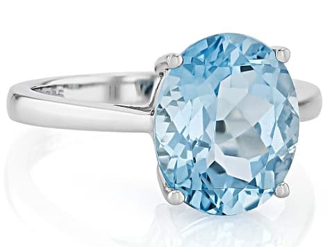 Sky Blue Topaz Rhodium Over Sterling Silver Solitaire Ring 5.24ct