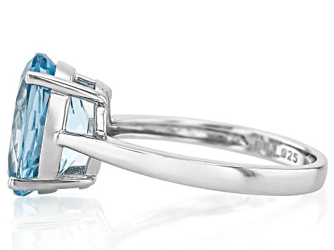 Sky Blue Topaz Rhodium Over Sterling Silver Solitaire Ring 5.24ct