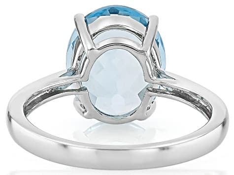 Sky Blue Topaz Rhodium Over Sterling Silver Solitaire Ring 5.24ct