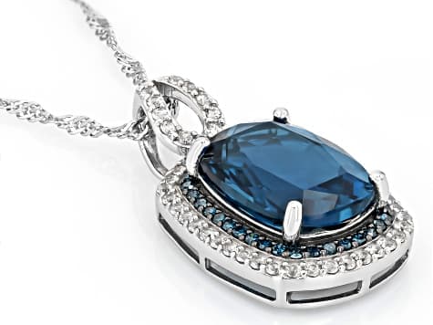 London Blue Topaz Rhodium Over Silver Pendant With Chain 8.00ctw