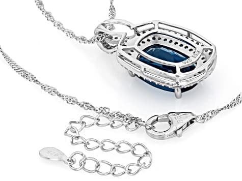 London Blue Topaz Rhodium Over Silver Pendant With Chain 8.00ctw