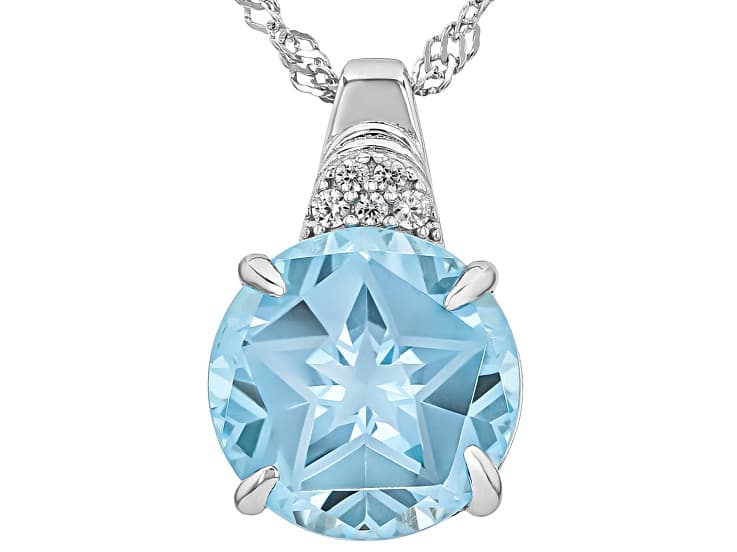Sky Blue Topaz Rhodium Over Sterling Silver Pendant With Chain 7.09ctw