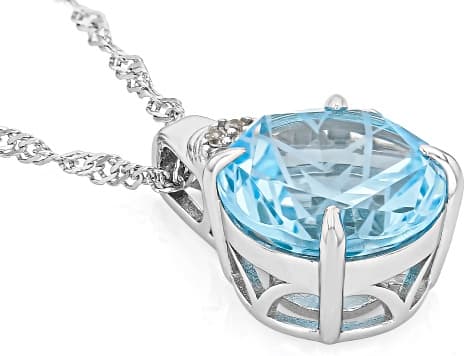Sky Blue Topaz Rhodium Over Sterling Silver Pendant With Chain 7.09ctw