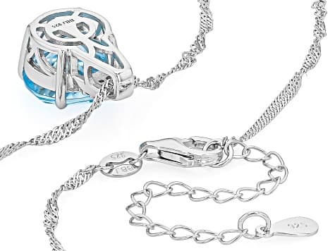 Sky Blue Topaz Rhodium Over Sterling Silver Pendant With Chain 7.09ctw