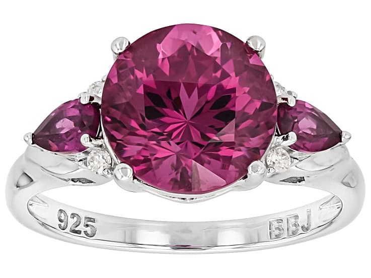 Purple Cranberry Zandrite(R) Rhodium Over Sterling Silver Ring 4.84ctw