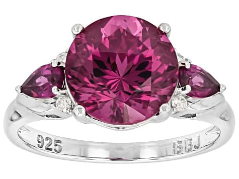 Purple Cranberry Zandrite(R) Rhodium Over Sterling Silver Ring 4.84ctw