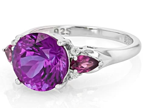 Purple Cranberry Zandrite(R) Rhodium Over Sterling Silver Ring 4.84ctw