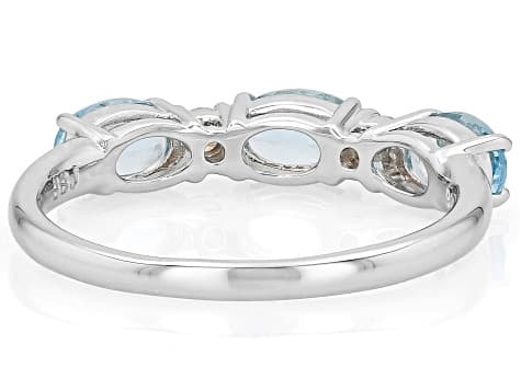 Blue Mangoro Aquamarine Rhodium Over Sterling Silver Band Ring 0.99ctw