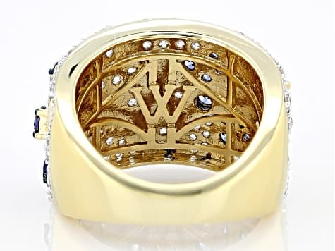 Blue And White Cubic Zirconia 18k Yellow Gold Over Sterling Silver Dragonfly Ring 2.36ctw