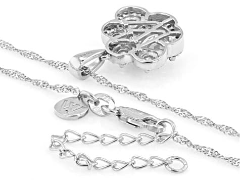 White Cubic Zirconia Rhodium Over Silver "The Oliver" Paw Print Pendant 3.03ctw