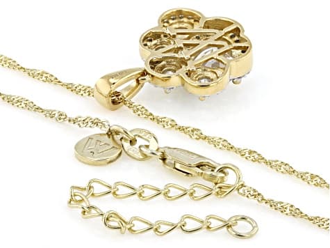 White Cubic Zirconia 18k Yellow Gold Over Silver "The Oliver" Paw Print Pendant 3.03ctw