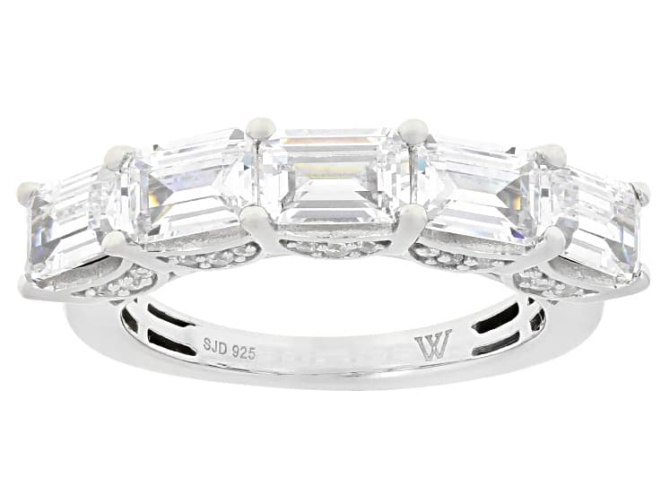 White Cubic Zirconia Rhodium Over Sterling Silver Ring 4.11ctw