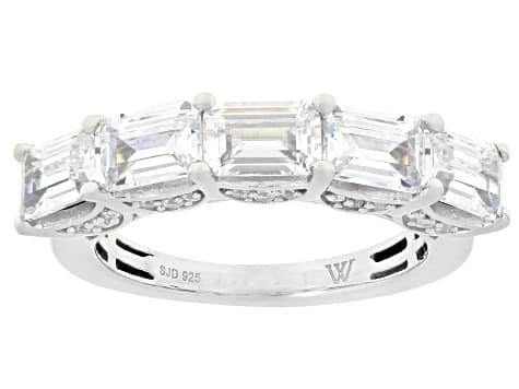 White Cubic Zirconia Rhodium Over Sterling Silver Ring 4.11ctw