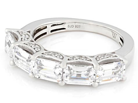 White Cubic Zirconia Rhodium Over Sterling Silver Ring 4.11ctw