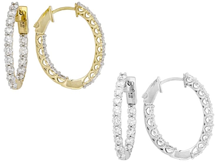 Lab-Grown Diamond GH VS Rhodium & 14k Yellow Gold Over Silver Set of 2 Pairs of Earrings 5.00ctw