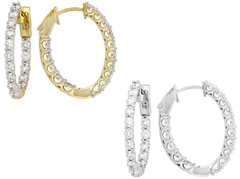 Lab-Grown Diamond GH VS Rhodium & 14k Yellow Gold Over Silver Set of 2 Pairs of Earrings 5.00ctw