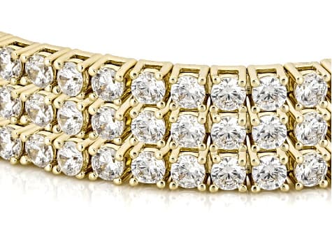 White Cubic Zirconia Rhodium and 18k Yellow Gold Plated Flex Bangle Set of 6 55.38ctw