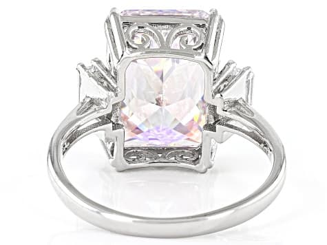 Aurora Borealis And White Cubic Zirconia Rhodium Over Sterling Silver Ring 11.50
