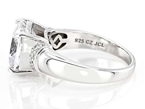 White Cubic Zirconia Rhodium Over Sterling Silver 100 Facet Cut Ring 4.75ctw