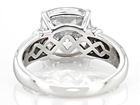 White Cubic Zirconia Rhodium Over Sterling Silver 100 Facet Cut Ring 4.75ctw