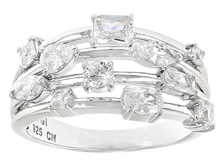 White Cubic Zirconia Rhodium Over Sterling Silver Ring 2.21ctw