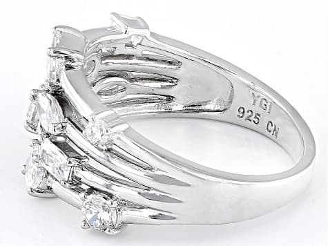 White Cubic Zirconia Rhodium Over Sterling Silver Ring 2.21ctw