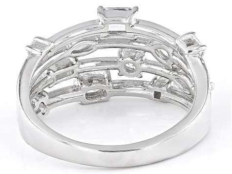 White Cubic Zirconia Rhodium Over Sterling Silver Ring 2.21ctw