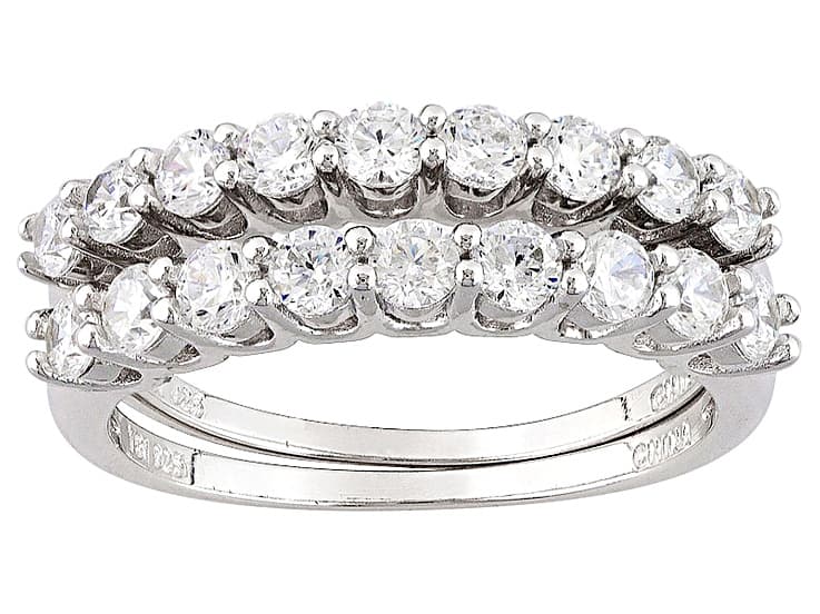 White Cubic Zirconia Rhodium Over Sterling Silver Rings 2.00ctw