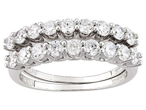 White Cubic Zirconia Rhodium Over Sterling Silver Rings 2.00ctw