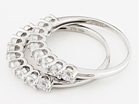 White Cubic Zirconia Rhodium Over Sterling Silver Rings 2.00ctw