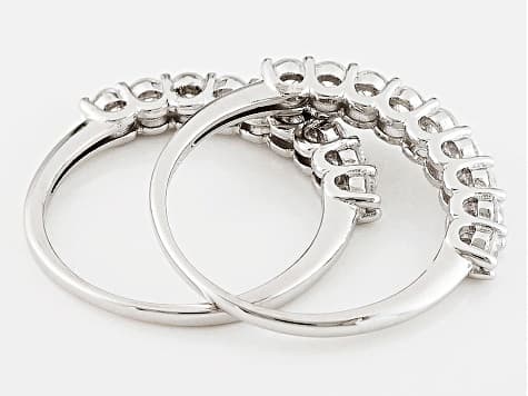 White Cubic Zirconia Rhodium Over Sterling Silver Rings 2.00ctw