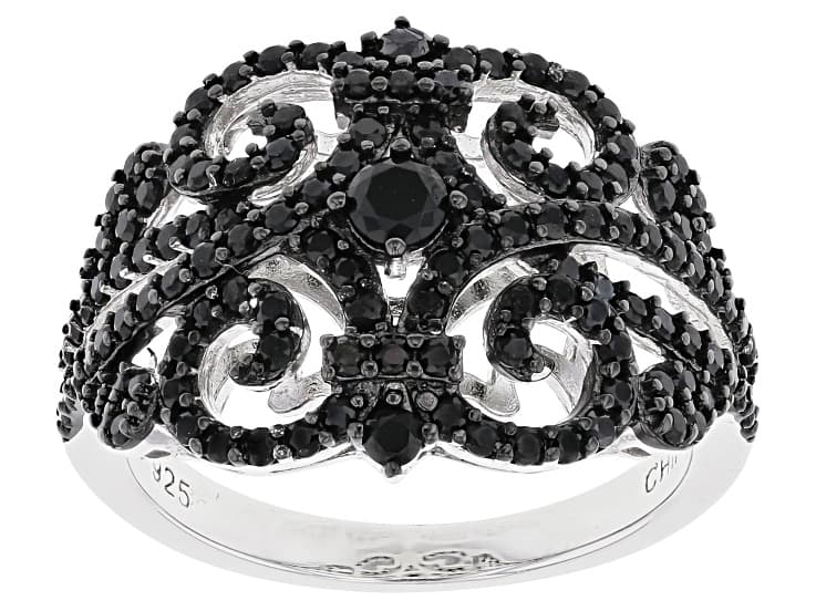 Black Spinel Rhodium Over Sterling Silver Ring 1.40ctw