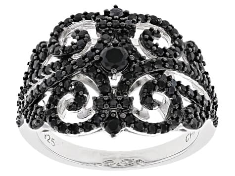 Black Spinel Rhodium Over Sterling Silver Ring 1.40ctw