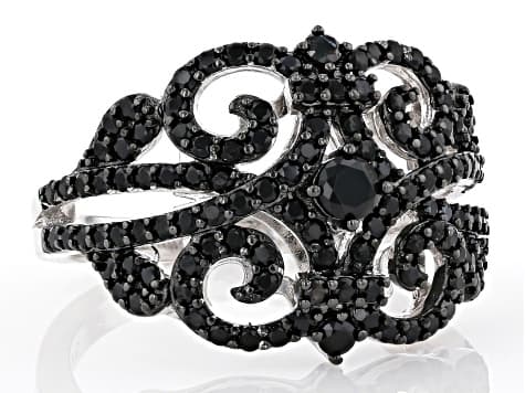 Black Spinel Rhodium Over Sterling Silver Ring 1.40ctw