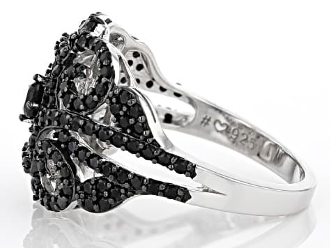 Black Spinel Rhodium Over Sterling Silver Ring 1.40ctw