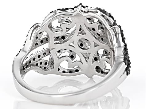 Black Spinel Rhodium Over Sterling Silver Ring 1.40ctw