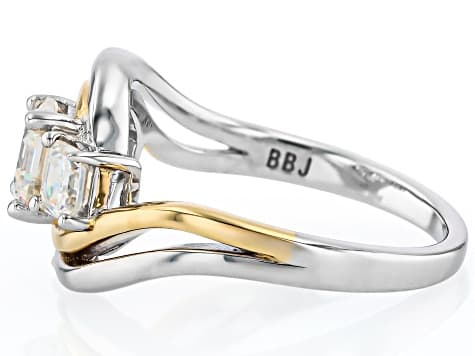 White Strontium Titanate Rhodium Over Sterling Silver Two-Tone Ring 2.29ctw
