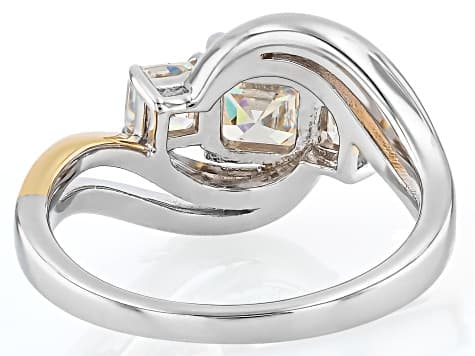 White Strontium Titanate Rhodium Over Sterling Silver Two-Tone Ring 2.29ctw
