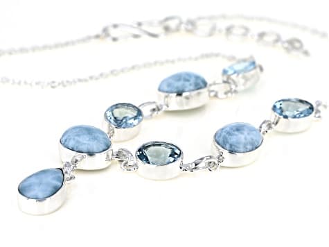 Blue Larimar Sterling Silver Necklace 24.00ctw