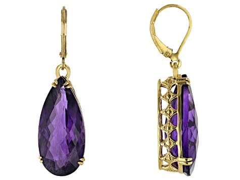 African Amethyst 18k Yellow Gold Over Sterling Silver Earrings 18.00ctw