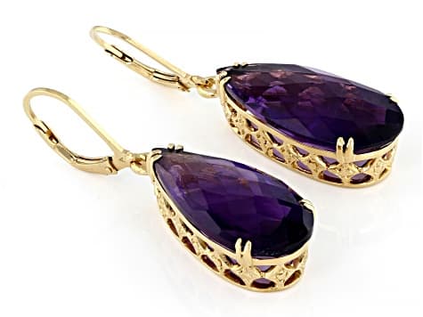 African Amethyst 18k Yellow Gold Over Sterling Silver Earrings 18.00ctw