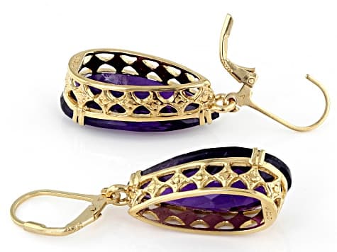 African Amethyst 18k Yellow Gold Over Sterling Silver Earrings 18.00ctw