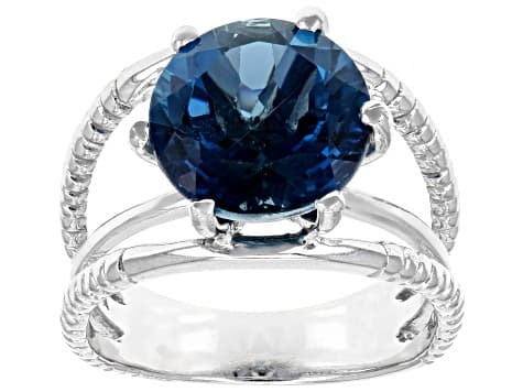 London Blue Topaz Rhodium Over Sterling Silver Solitaire Ring 5.00ctw