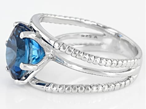 London Blue Topaz Rhodium Over Sterling Silver Solitaire Ring 5.00ctw