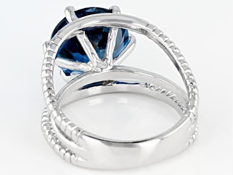 London Blue Topaz Rhodium Over Sterling Silver Solitaire Ring 5.00ctw