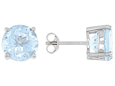Sky Blue Topaz Rhodium Over Silver Stud Earrings 9.00ctw