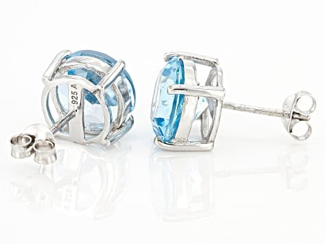 Sky Blue Topaz Rhodium Over Silver Stud Earrings 9.00ctw