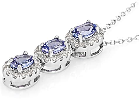Blue Tanzanite Rhodium Over Sterling Silver Pendant with 18" Chain 1.60ctw
